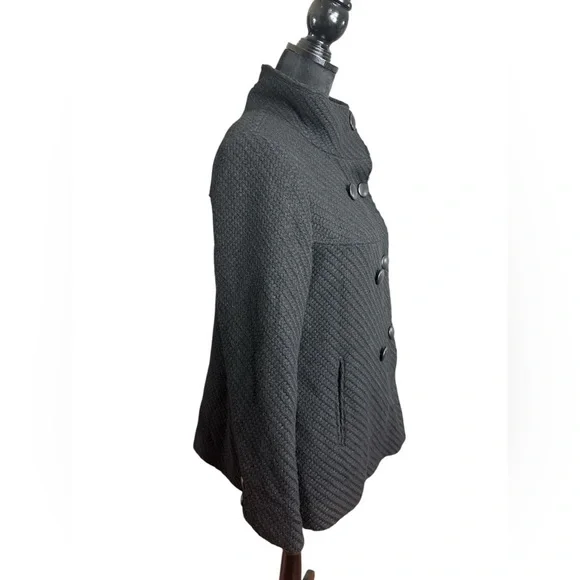 Jessica Simpson Black Wool Blend Double Breasted Coat Size L - Picture 5 of 9